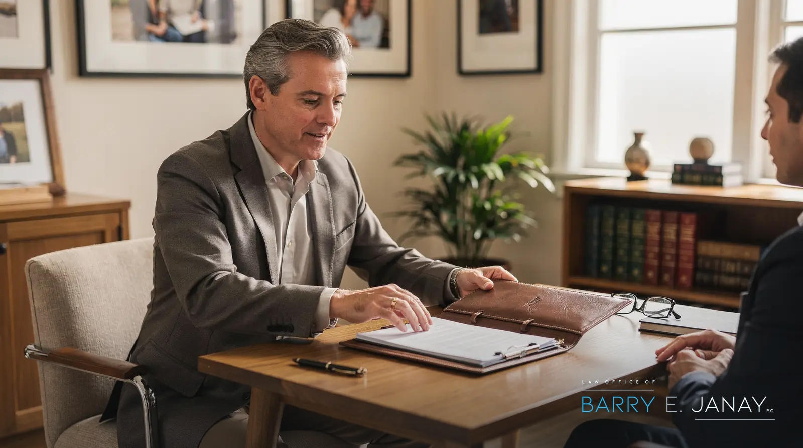 Boutique estate planning attorney reviewing a client's trust documents